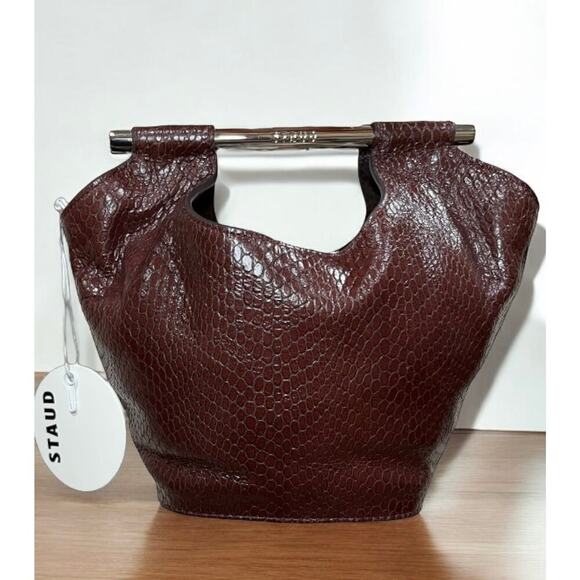 STAUD Handbags - NWT STAUD MAR Leather Snake Embossed Mini Bucket Bag